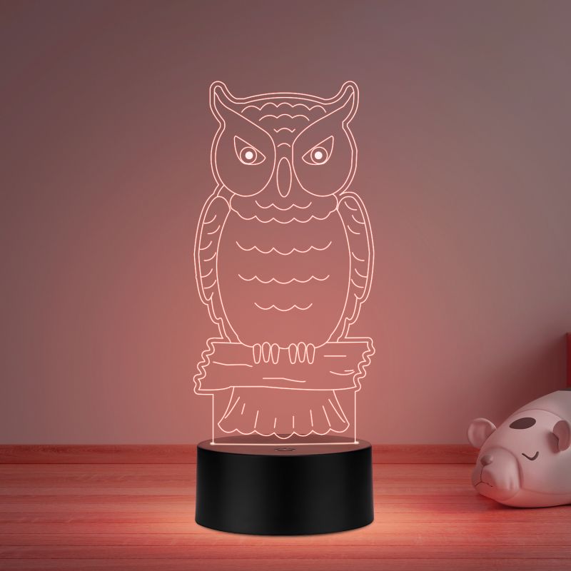 3D Illusion owl Night lamp with Multicolored Light  for Gift For Kids, Room Decor Light